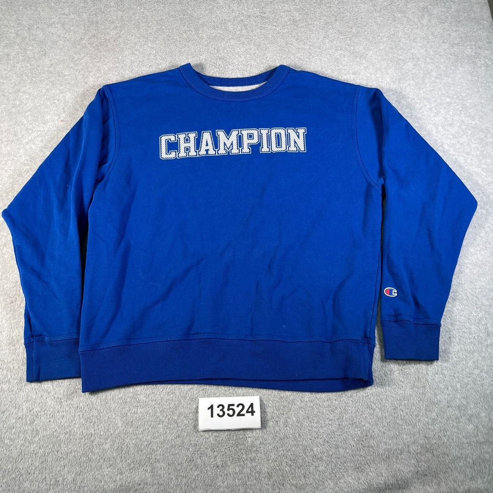 Champion Sweatshirt Mens Large Blue Good Crewneck Graphic Pullover G88H